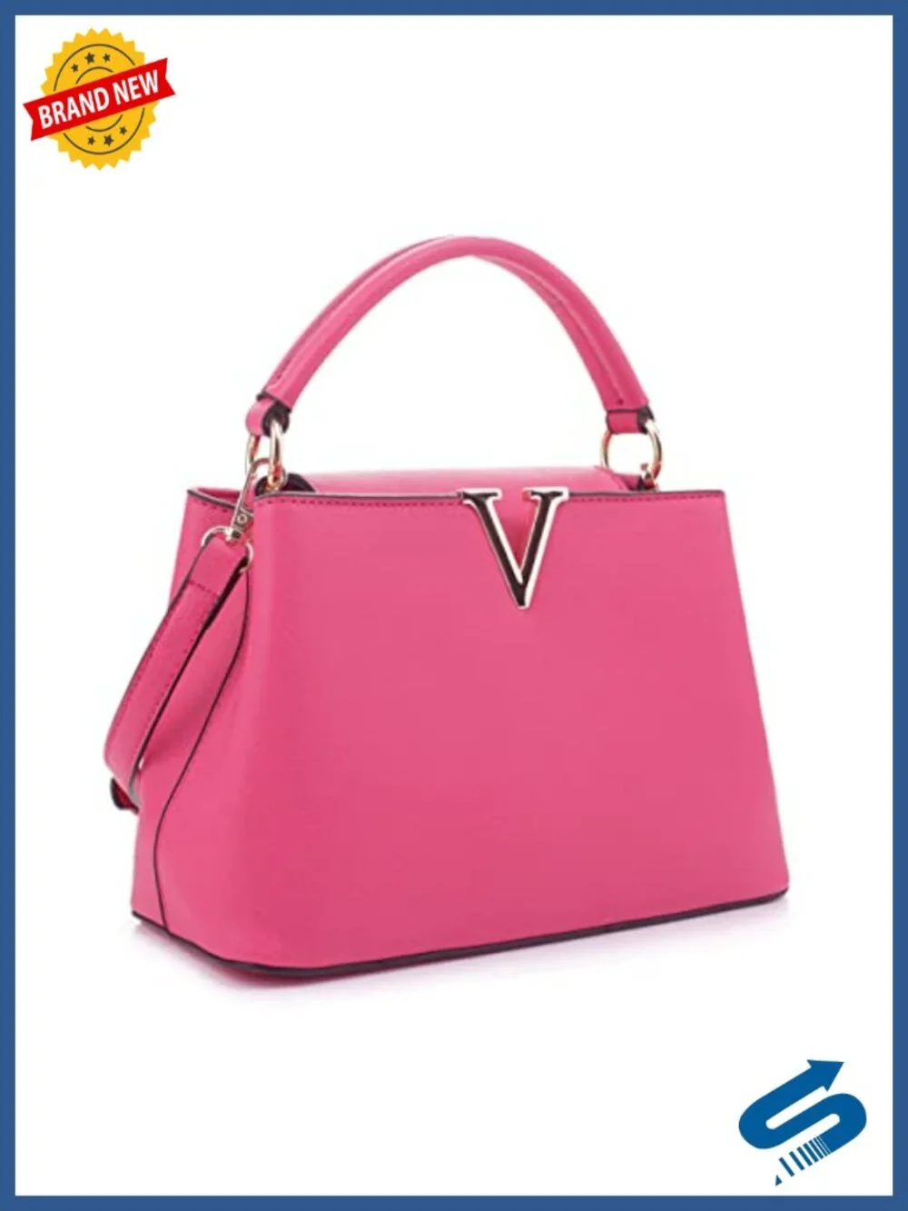 Faux Saffiano Leather Satchel Crossbody Bag with Top Handle and Shoulder Strap